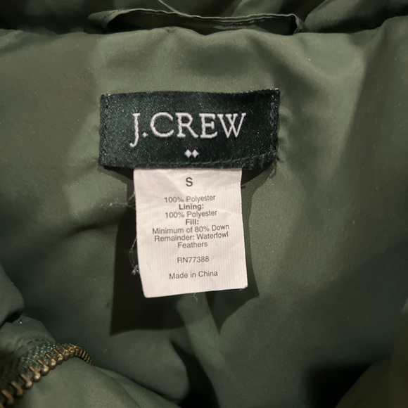 J. Crew Factory Green Puffer Vest with Toggle Closures - Picture 3 of 5